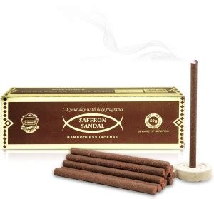 Adhvik Box Pack of 1 (15 Sticks Per Box) Saffron Sandal Premium Incense ...