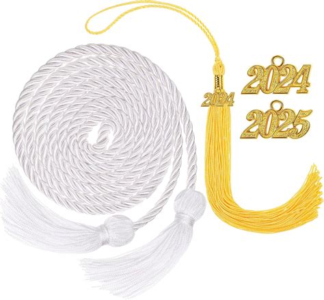 Amazon.com: Wovnet Graduation Cord and Gold Tassel with 2024/2025 Year Charm, 68" White ...
