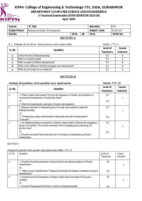 ED 1st sessional - dgdsgsdgdsggg - KIPM- College of Engineering ...