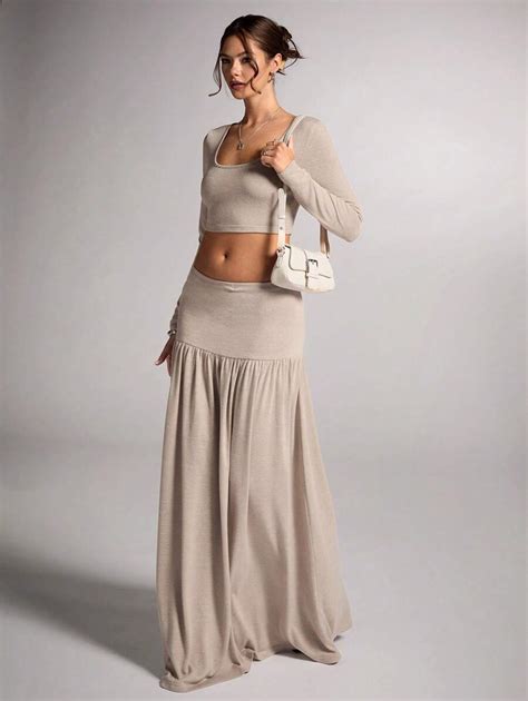 SHEIN BAE Women's Apricot Solid Color Casual Minimalist Warm Square ...