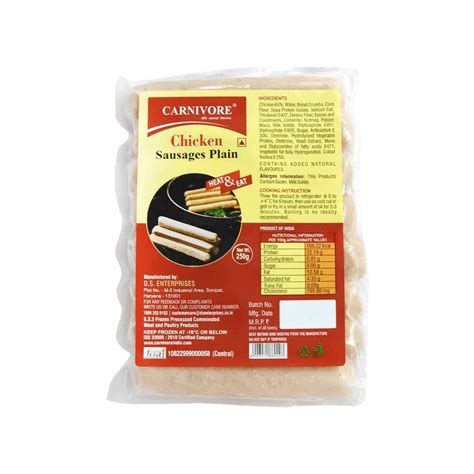 Carnivore Chicken Sausages (Plain) - 500g
