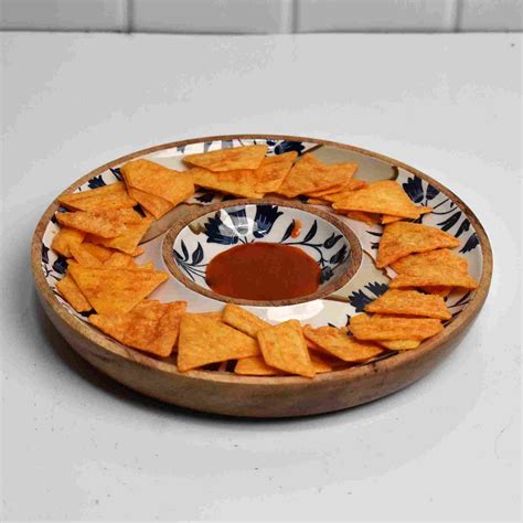 Wooden Handmade Chip-N-Dip Serving Platter – Decorlay