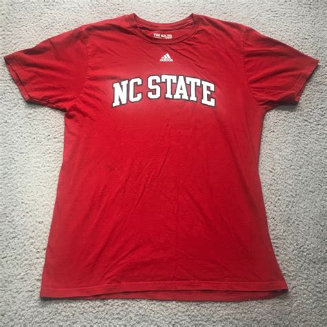 NC State Shirt Mens Large Adidas Red Short Sleeve Cotton Tee Spell Out ...