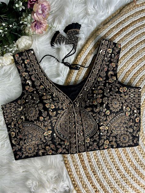 Black Color Luxury Heavy Handwork Sequence Embroidery Blouse in Italian ...
