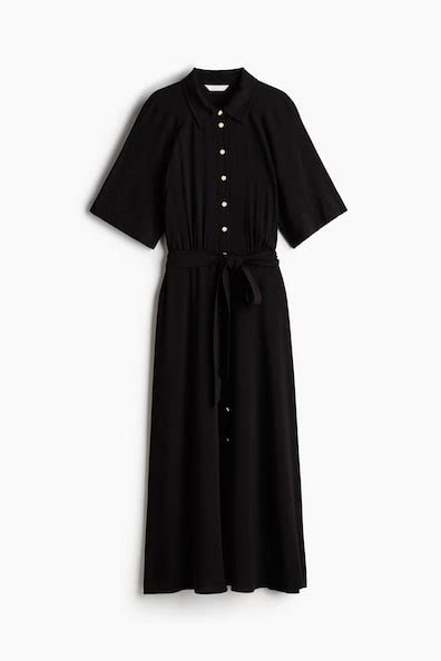 Women's Black Tie-belt shirt dress | H&M IN