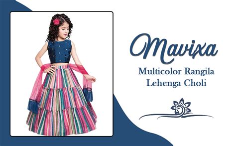 Buy MAVIXA Girl's Faux Silk lahenga Choli (MX-18_Multicolour_3 4 Years ...