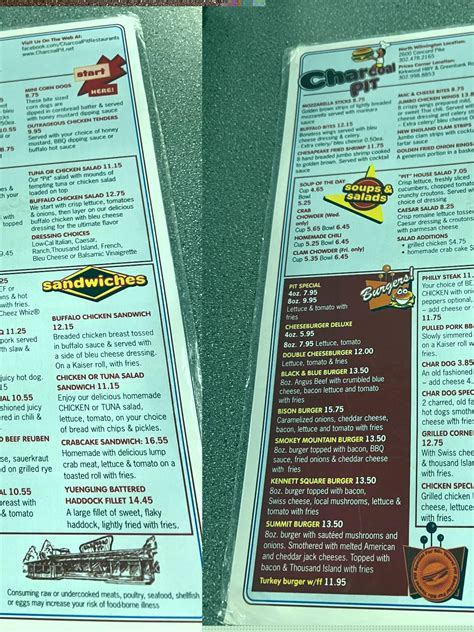 Menu at Charcoal Pit restaurant, Wilmington, Concord Pike