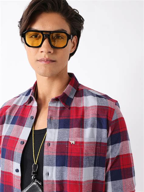 Shop Multicolor Flannel Check Slim Fit Casual Shirt Online. Explore our ...
