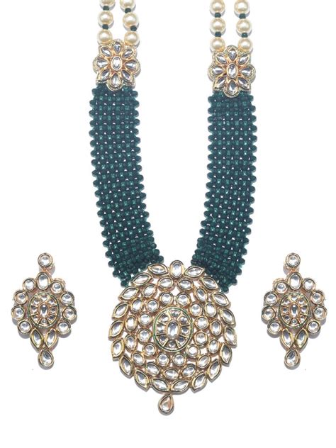 Green Gold Plated Kundan Jewellery Set – Priyaasi