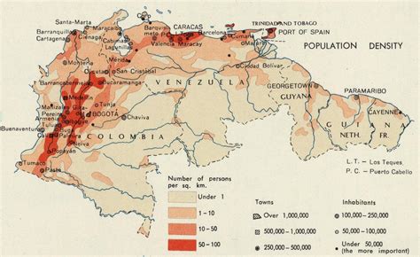 Population Density of Colombia, Venezuela, and the Guianas During the ...