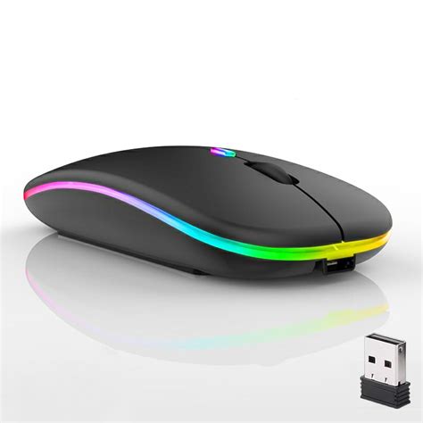 Wireless Bluetooth Mouse Led Dual Mode Rechargeable Silent Slim Laptop ...
