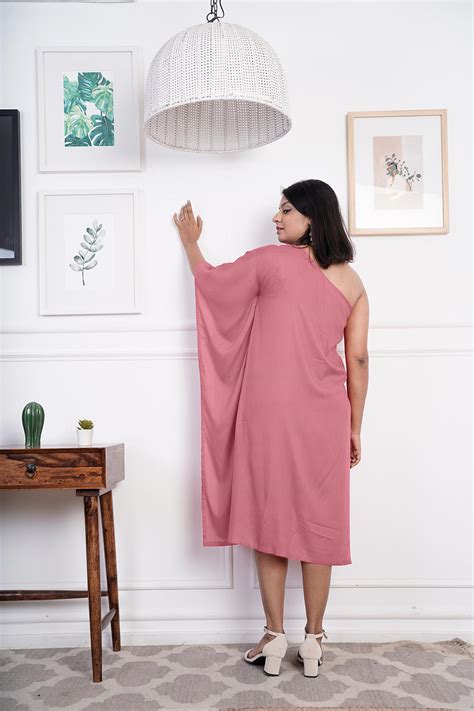 Blush Rayon OneShoulder Dress - Solid | LetsDressUp | Custom Size