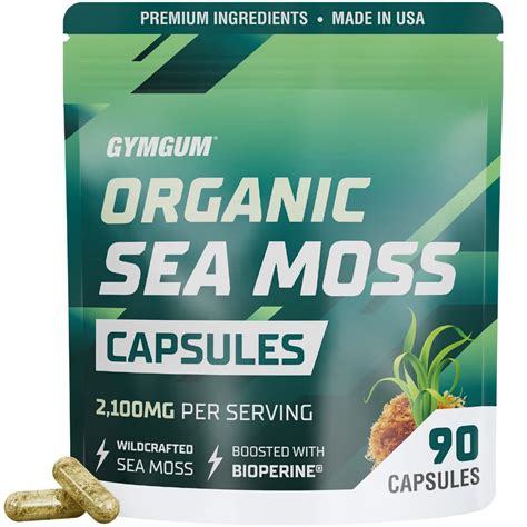 GYMGUM Organic Sea Moss Capsules | Ultimate 2100mg Irish Sea Moss Capsules | Mega Blend with ...