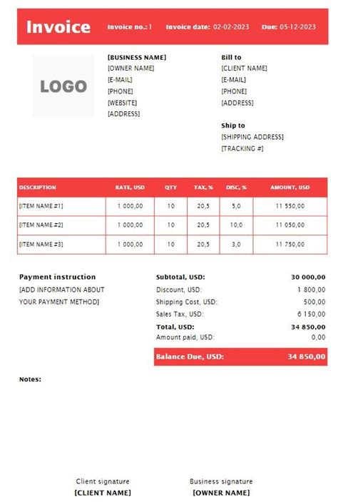 Web Development Invoice Sample 的图像结果