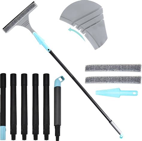 2 in 1 Window Squeegee Cleaner, Extendable Long Handled Window Cleaning ...