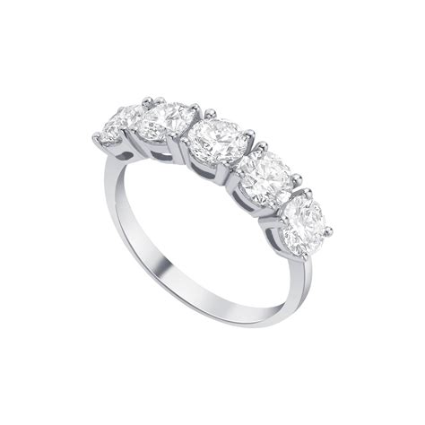 Diamond Round 5 Stone 0.50 Carat 18KT White Gold Half Eternity Modern ...