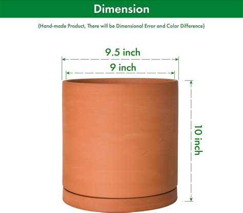 Buy Large 10 Inch Terracotta Plant Pot with Drainage Hole and Saucer ...