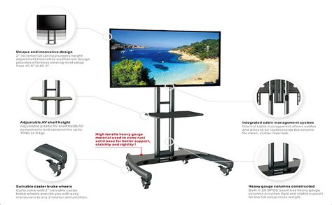Buy Store2508 Adjustable Height Movable Metal TV Trolley/Stand/Mount ...