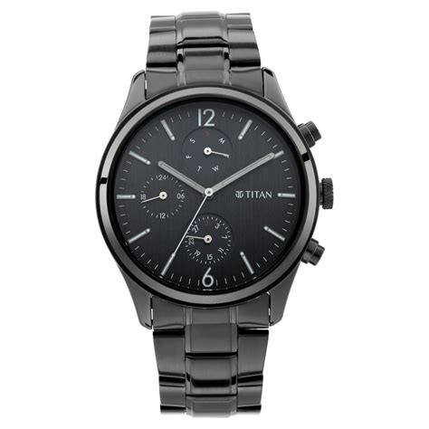 Buy Online Titan Workwear Multifunction Black Dial Black Metal Strap ...