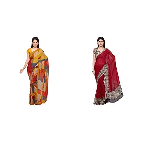 Buy Vaamsi Women's Saree with Blouse Piece(Pack of 2)(Empress1019 ...