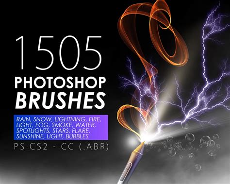 1505 Photoshop Brushes Bundle, Photoshop Overlays, Snow Brushes, Rain ...