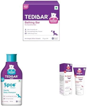TEDIBAR Baby Bathing Bar - 75g x 2, Spoo Baby Shampoo 125 ml And B4 ...