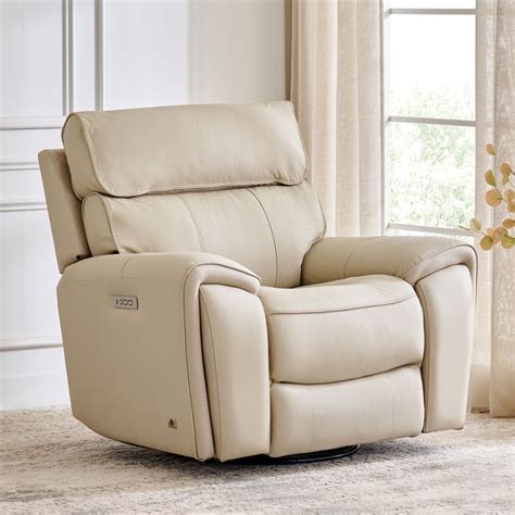Buy Stockholm Half Leather 1-Seater Swivel Rocking Recliner - Cream ...