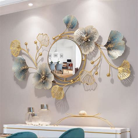 Amazon.com: Metal Wall Mirrors Decor for Living Room Ginkgo Leaf Design ...