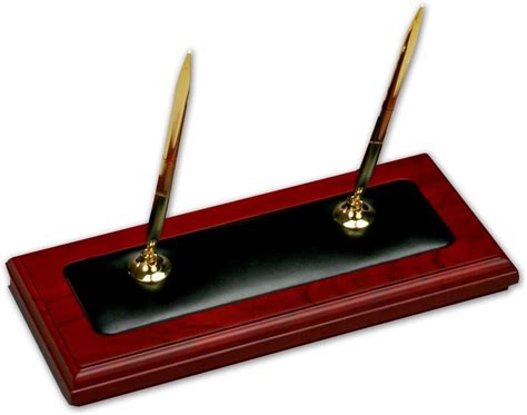 Dacasso A8004 Wood & Leather Double Pen Stand | Ubuy India