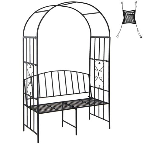 Buy Giantex 81in Metal Garden Arch with Bench, Outdoor Garden Arbor ...