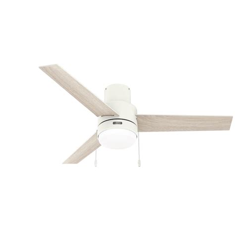 Hunter Brunner 52-in Matte White with Light Oak Blades LED Indoor Flush ...