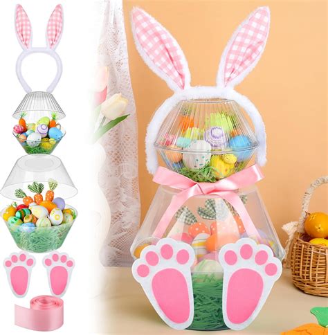 Amazon.com: DIY Easter Craft Jumbo Plastic Easter Bunny Container ...