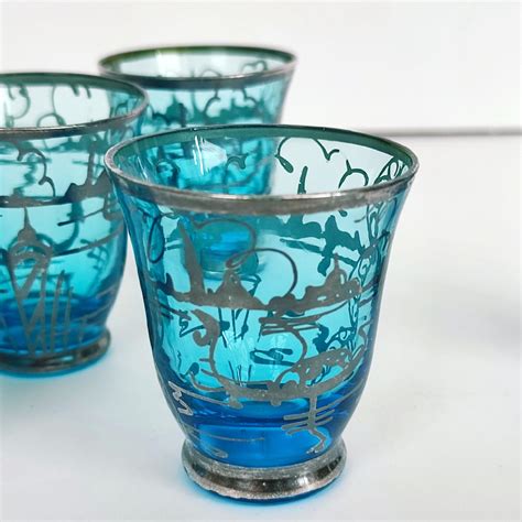 Art Deco Venetian Silver Overlay Glass Liquor Set, Italy, 1930s For ...