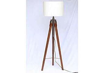 Max Engineering Royal Designer Nautical Tripod Floor Lamp Stand, Teak ...
