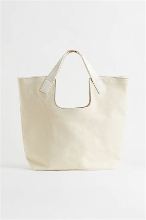 Large canvas shopper - Natural white - Ladies | H&M IN
