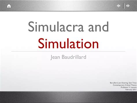 Simulacra and Simulations - Jean Baudrillard | PPT