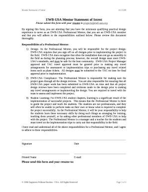 EWB-USA Mentor Statement of Intent - wiki ewb-umn Doc Template | pdfFiller