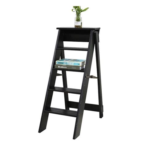 Buy STOOLLZX Costzon Folding Step Stool 5 Tier Wood Ladder Dark Nut ...