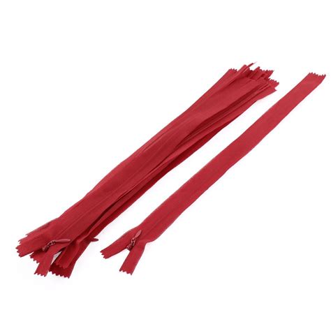 Red : Generic Nylon Clothes Zippers Zips 30cm Length 10 Pcs Red ...