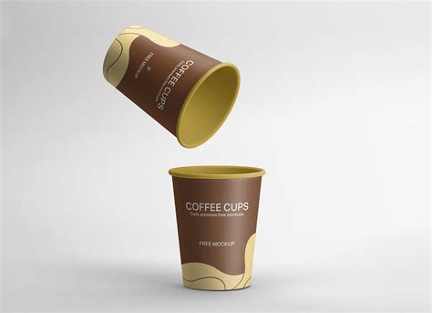 Free Two Paper Coffee Cups Mockup PSD - Good Mockups