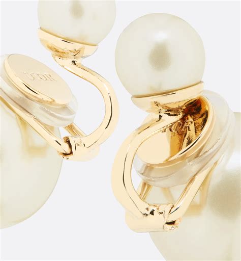Dior Tribales Clip-On Earrings Gold-Finish Metal and White Resin Pearls ...