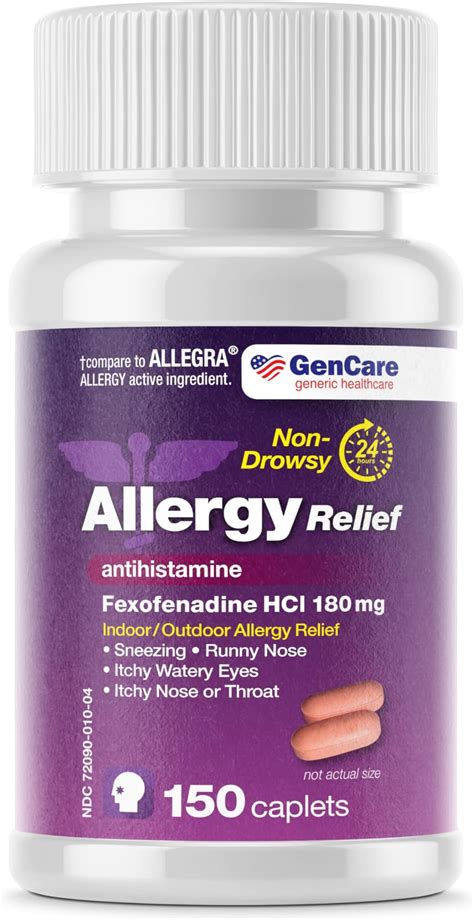 Amazon.com: GenCare - Allergy Relief Pills | Fexofenadine HCl 180mg 150 ...