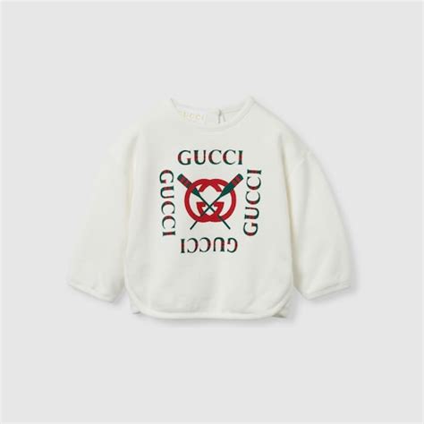 Baby printed cotton sweatshirt in white | GUCCI® CA
