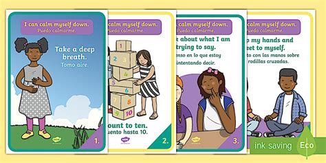 'I Can Calm Myself Down' Display Posters English/Spanish - EAL, I Can Calm