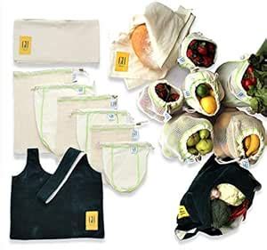 Buy Reusable Produce Bags Organic Cotton Unbleached Mesh & Muslin 8 pc ...