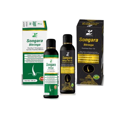 Songara Bhringa Ayurvedic Hair Oil (1 unit) & Shampoo (1 unit) to Prom ...