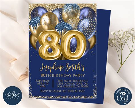 80th Birthday Invitations