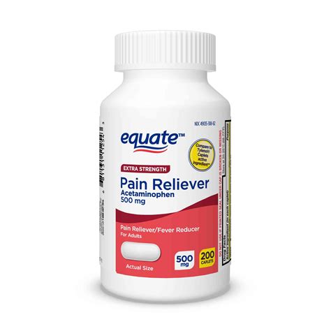 Equate Extra Strength Pain Reliever Acetaminophen Caplets, 500mg, Pain Reliever/Fever Reducer ...