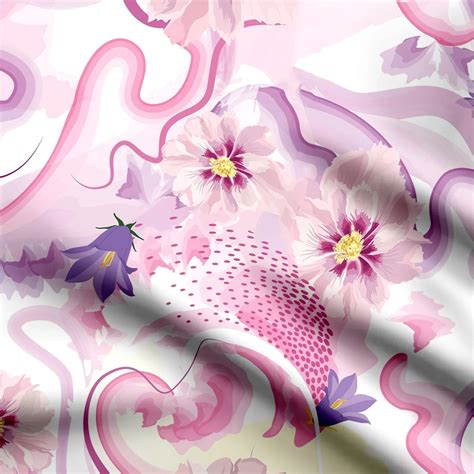 Abstract pattern with flower Print Fabric – My Store