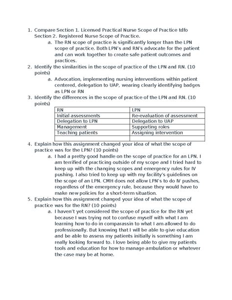 Scope of practice - lpn to rn - Compare Section 1. Licensed Practical ...
